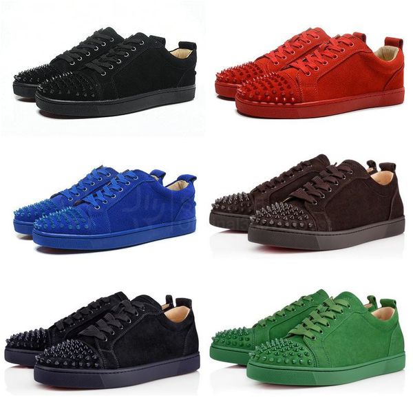 

2018 топ дизайнер роскошные красные днища обувь унисекс мужские женские красные каблуки мода шипы шипованные шипы квартиры кроссовки красные днища