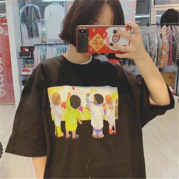 

Oil Painting Cotton Kids Print Mens Tshirt Fashion Short Sleeve Designer Womens Tops Breathable Couple Clothing