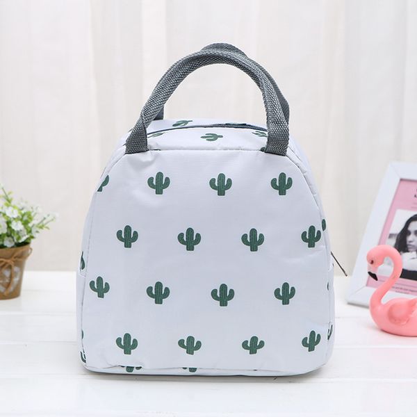 

cactus portable insulated oxford lunch bags thermal picnic lunch bags for women kids functional pattern cooler box, Blue;pink