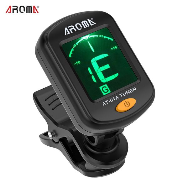 

aroma at-01a rotatable clip-on tuner lcd display for chromatic guitar bass ukulele violin