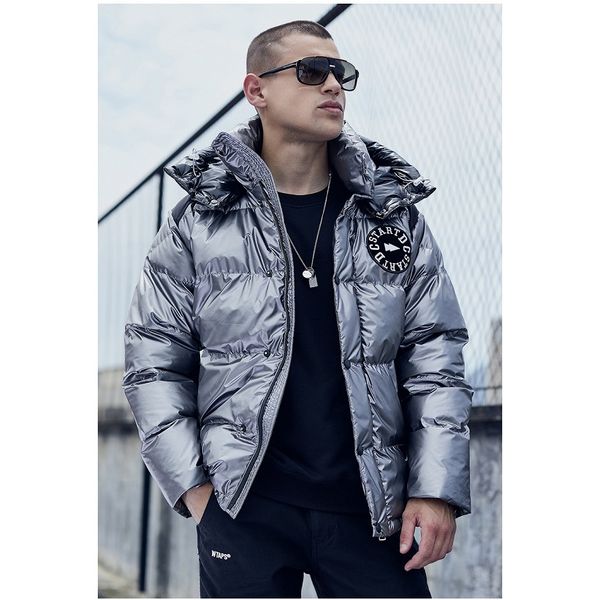 

мужчины вниз пальто дизайнер парки 2019 зима марка мода письмо вышивка печать сплайсированные пальто мужские роскошные повседневные пуховики, Black