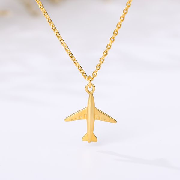 

stainless steel necklace for women plane necklace airplane pendant aircraft chain handmade diy jewelry dropshipping, Silver