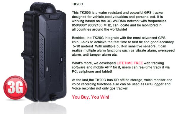 

3g vehicle gps tracker lbs wifi gps location data logger waterproof magnet tk20g rechargable 20000mah lifetime software