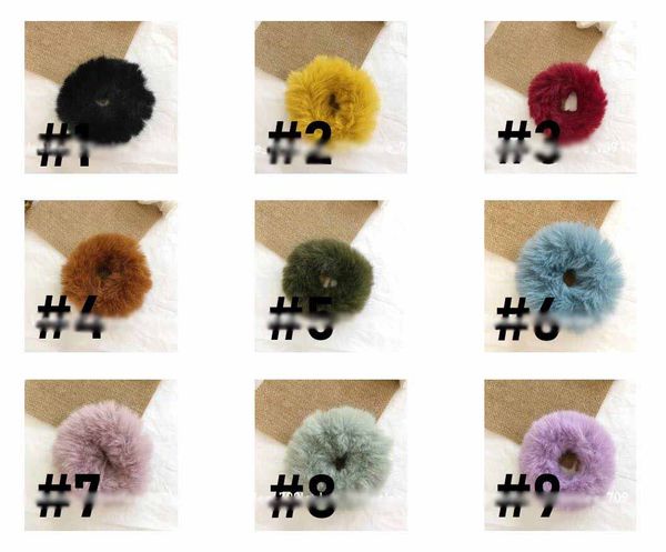 

new mink fur hair rope scrunchie women girls elastic hair rubber bands gum ponytail holder hair accessories 13colors ins hot, Slivery;white