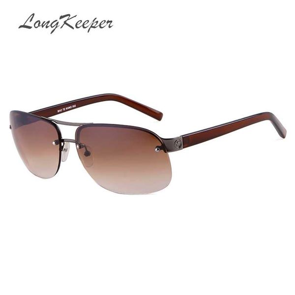 

longkeeper men double beams rimless sunglasses retro women windproof sun glasses rectangle driving gafas de sol, White;black