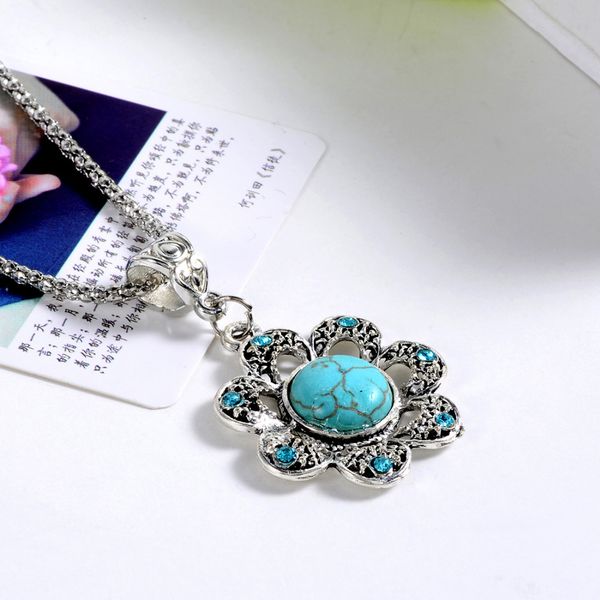 

2019 fashion bohemian statement choker necklace collier femmeturquoise tibetant silver necklaces & pendants women accessories