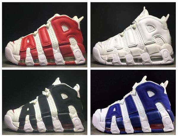 

2017 air more uptempo women mens basketball shoes, tri-color scottie pippen pe triple white athletic sport sneakers, Black