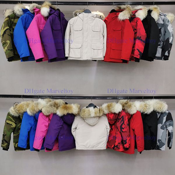 

real wolf fur kids coats boys winter jacket down jacket coat doudoune luxury designer winter coats clothes girls goose body warmer jackets, Blue;gray