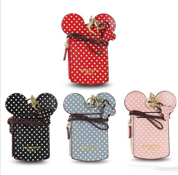 

2019 new dot kid coin pur e name credit card holder cartoon ear letter happy dream lanyard neck trap card holder