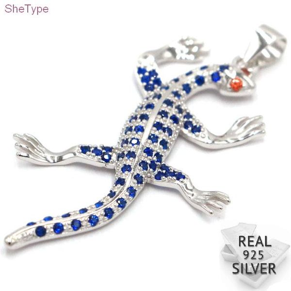 

shetype 3.6g lizard tanzanite garnet gift for girls 925 solid sterling silver pendant 50x27mm