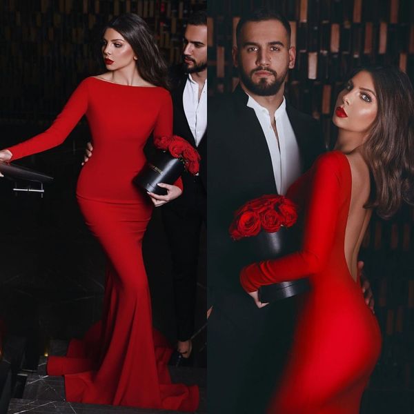 

винтаж сказал mhamade длинные рукава русалка платья выпускного вечера 2020 мусульманские vestidos de noiva спинки вечерние платья, Black