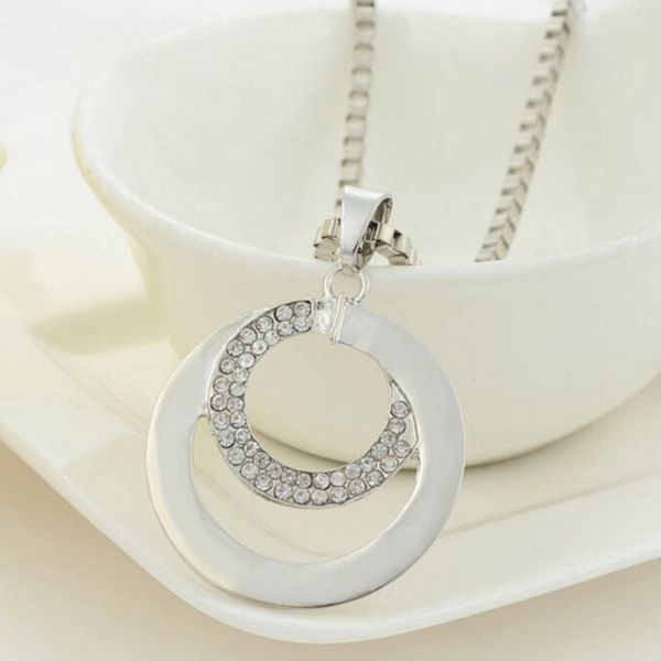 

women's korean silver round simple s925 sterling silver jewelry rotation love pendant clavicle chain jewelry