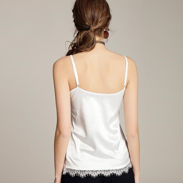 

spandex summer silk tank women v neck sleeveless basic blusas casual womens vest lace camisole crop for lady trend, White