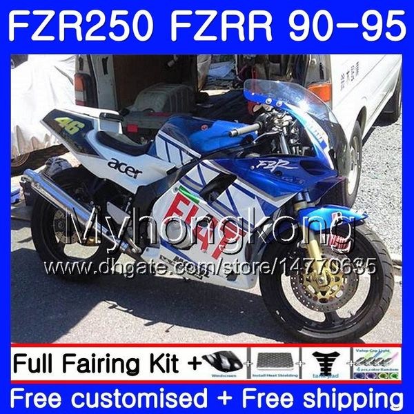 FZRR für Yamaha FZR-250 blau weiß heiß FZR 250R FZR250 90 91 92 93 94 95 250HM.10 FZR 250 FZR250R 1990 1991 1992 1993 1994 1995 Verkleidungsset