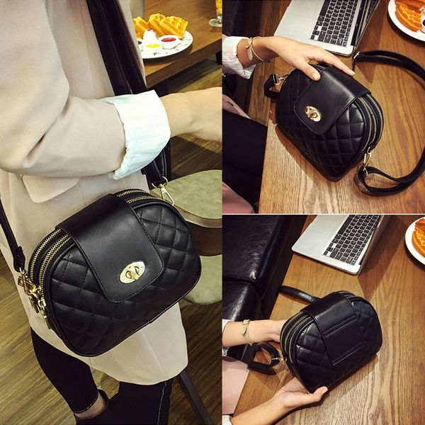 

pu diamond check shoulder bag tide small square bag ladies diagonal package