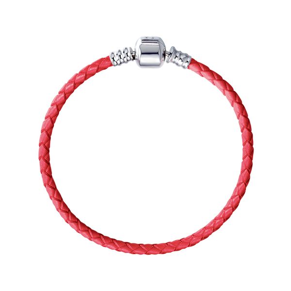

strollgirl original 925 sterling silver pink red genuine braided leather snake chain bracelets with snowflake cz for women gift, Golden;silver