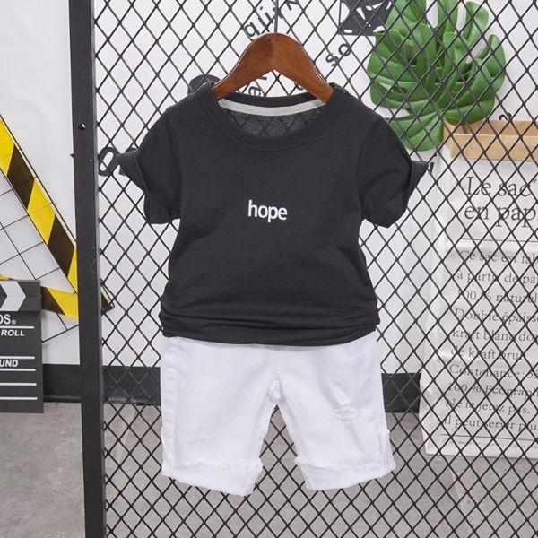 

baby boys summer clothes children clothing sets for boy short sleeve t-shirts + shorts 2pcs boys suit 2-7years, White