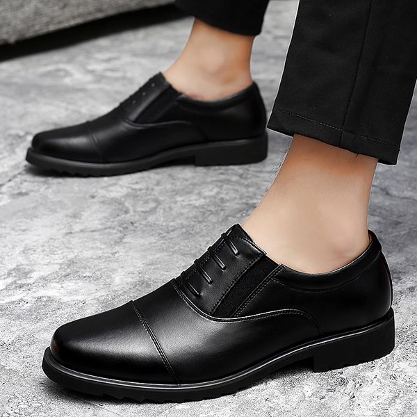 

men leather dress business shoes outdoor leather luxury fashion men brogue formal wedding party shoes, Black
