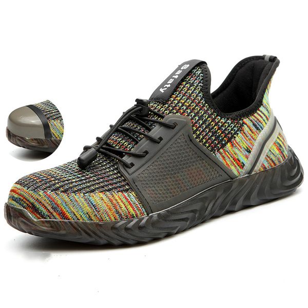 

indestructible safety work shoes lightweight sneakers ultra-light soft bottom men women wear resistance anti-smashing steel toe, Black