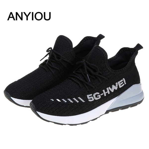 

anyiou new woman casual shoes breathable comfortable female sneakers new arrivals fashion mesh sneakers female shoes size 36-40, Black