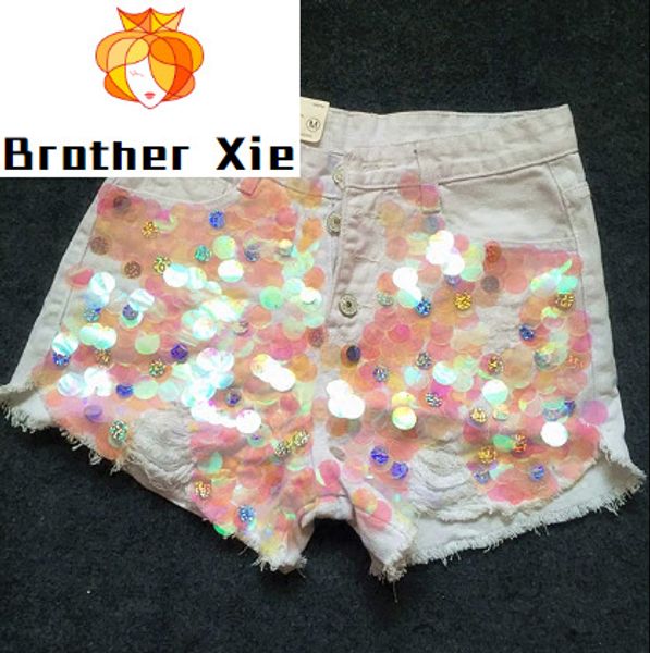 

плюс размер белые джинсовые шорты женщина лето рваные джинсовые шорты для женщин девушки студенты горячие брюки джинсовые брюки, Blue