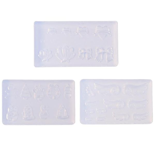 

3d creative pattern diy nail art silicone mold uv gel template form mould, White