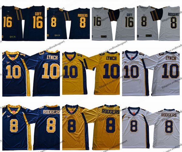

new 16 jared goff california golden bears college football jerseys vintage 8 aaron rodgers 10 marshawn lynch university football shirts, Black