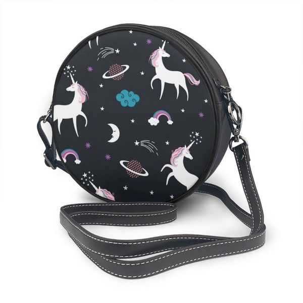 

unicorns and space round crossbody cell phone shoulder bag messenger bags fashion daily use for women wallet