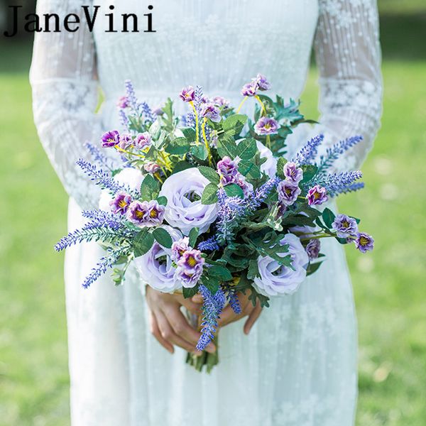 Acheter Janevini Pourpre Lavande De Mariée En Soie Bouquet De Fleurs Artificielles Mariage Fleurs Bouquets Soeurs Bouquet Demoiselle Dhonneur
