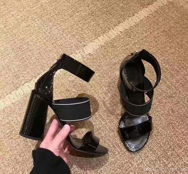 

2018 the latest women real leather high heeled sandals star designer with the same senior designer size-35-40, Black
