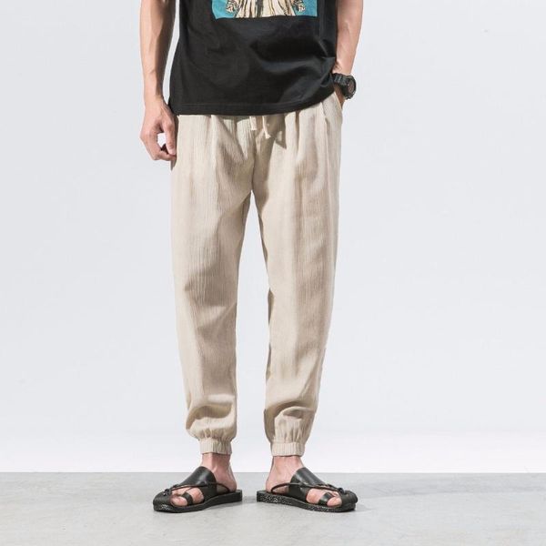 

male japan style linen mens harem pants jogger pants fitness trousers loose casual harajuku hippie boho harem 5xl, Black