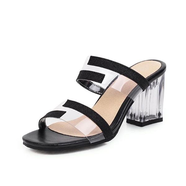 

2002 new women sandals pvc crystal heel transparent women clear high heels summer sandals pumps shoes plus black size 32-48
