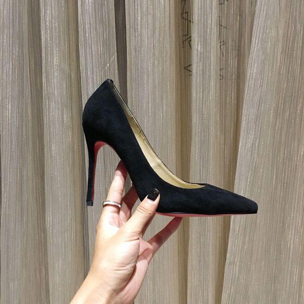 

with box designer shoes so kate fashion high heels red bottoms heels 8cm 10cm 12cm genuine leather pointed toe pumps plus size 35-42, Black