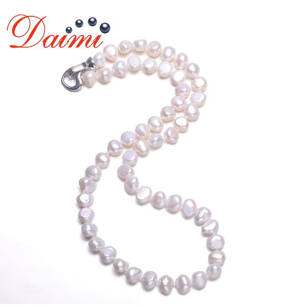 

daimi elegance pearl strand 8-9mm baroque pearl necklace jewelry choker necklace fine jewelry for women wedding, Silver