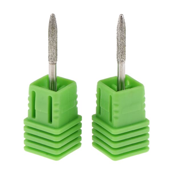 

2 pieces diamond & stainless steel nail drill bit grinding polish head safety hard hilt manicure pedicure accessories for beauty salon