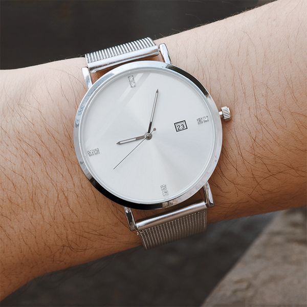 

watch men mesh ultra-thin stainless steel quartz wrist watch male clock reloj hombre relogio masculino male saati hour, Slivery;brown