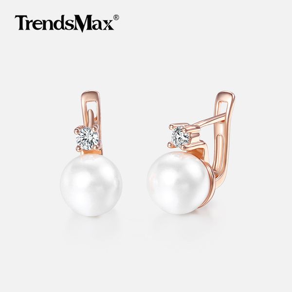 

pearl earrings for women girls 585 rose gold cubic zirconia earrings women's fashion jewelry valentines gifts for women kge128, Golden;silver