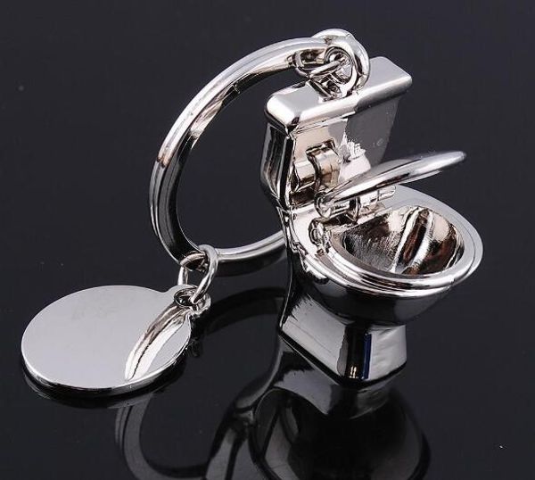 

innovative gift mini toilet shape keychain car key rings creative toilet shape purse bag charm key chain wholesale 20pcs /lot, Slivery;golden