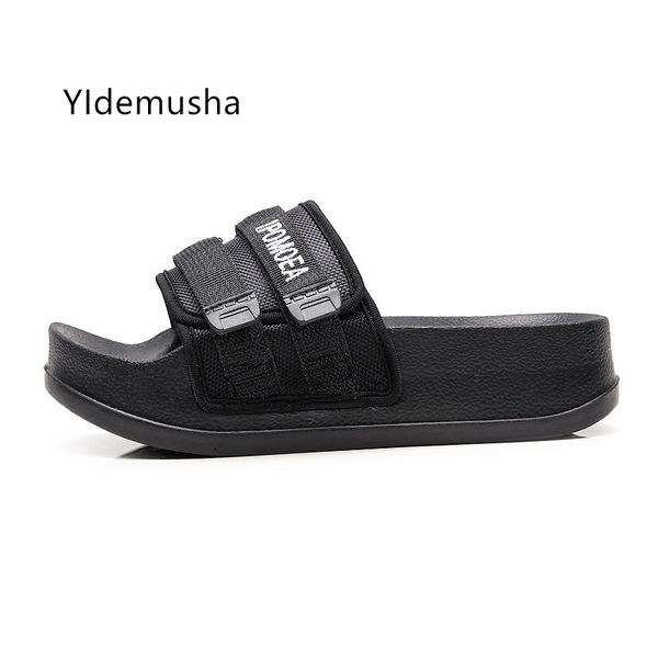 

slippers thick bottom sandals summer 2021 women's breathable mesh comfortable casual woman shoes beach non slip, Black