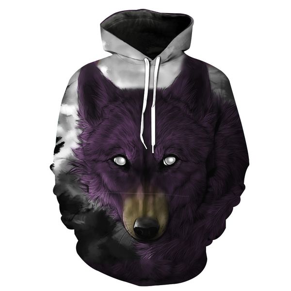 

trade wholesale digital printing hooded pocket pullover men's tide hooded men's clothing blouse hoodies, Black