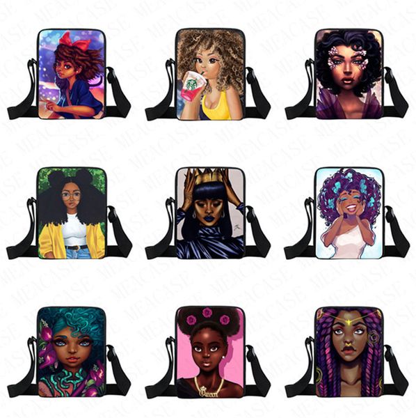 

african afro girls fanny pack cartoon purses teens crossbody kids children students one-shoulder bags messenger bag trendy travel tote d8505