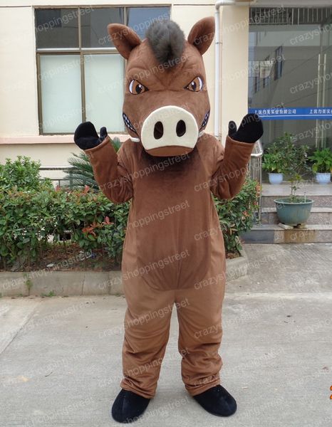 Halloween Brown fiercely Wild boar Mascot Costume wildpig Animal Anime theme character Christmas Carnival Party Fancy Dress Adult Outfit
