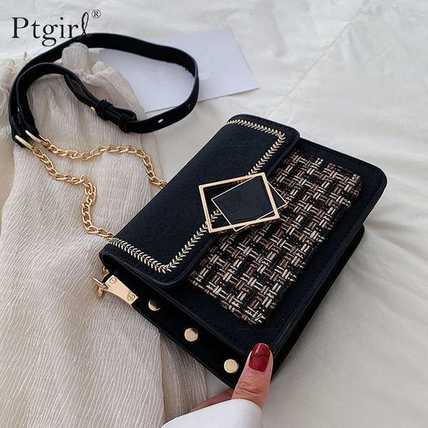 

scrub leather weave crossbody bags for women 2019 ptgirl chain shoulder messenger bag female luxury handbags purses scrub bags