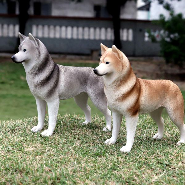 

simulation husky dog plastic animal model deskornament decor children toy