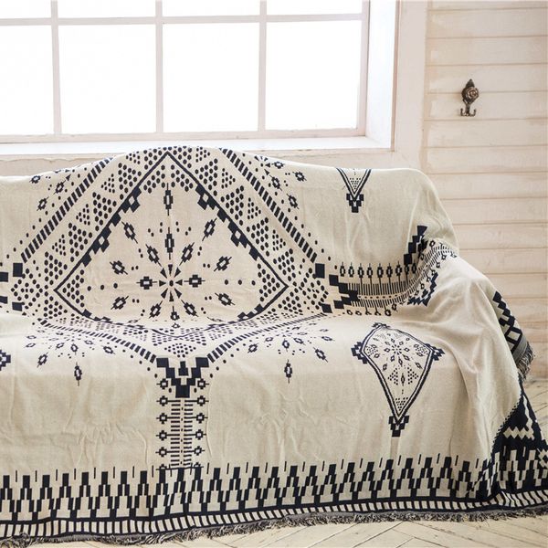 

blankets double sided knitted multi-function throw blanket bedspead tapestry with decorative tassels for sofa bed chair couch cover