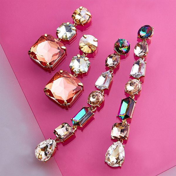 

dvacaman korean cute bling crystal drop earrings women girls colorful rhinestone dangle earrings bridal party jewelry good quality wedding, Silver