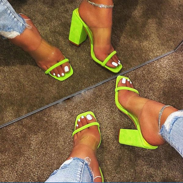 

high heels sandals women shoes transparent sandals ladies candy color block heel shoes open toes women's summer footwear, Black