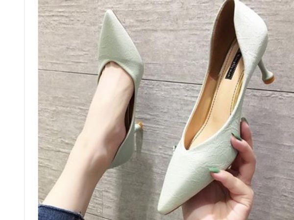 

women's shoes in spring and autumn high fine heel pointed end @298, Black