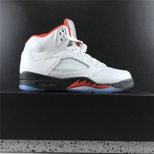 

mens 5s silver tongue athletic designer shoes white fire red black fashion chaussures trainers size us7.5-13
