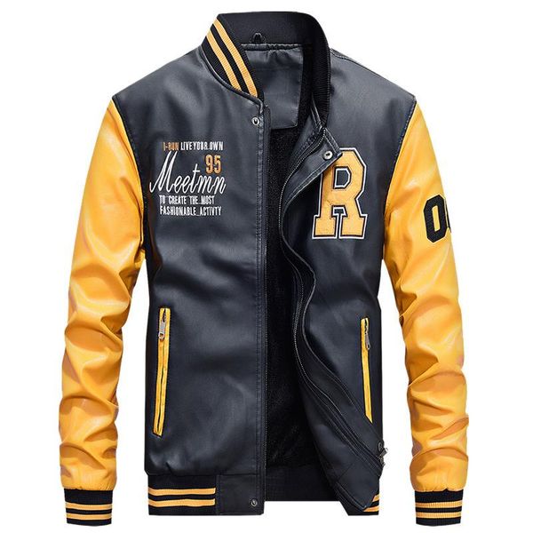 

2019 leather jacket for men casual jacket pu jacket with baseball collar spring and autumn new fashion leather jacket' for men size m-4, Black;brown